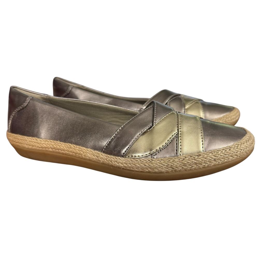 Clarks Danelly Shine Espadrille Slip On Flats Shoes Loafers Metallic Womens 8.5